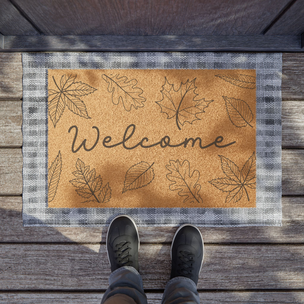 Welcome Fall Doormat — Autumn Leaf Welcome Coir Mat