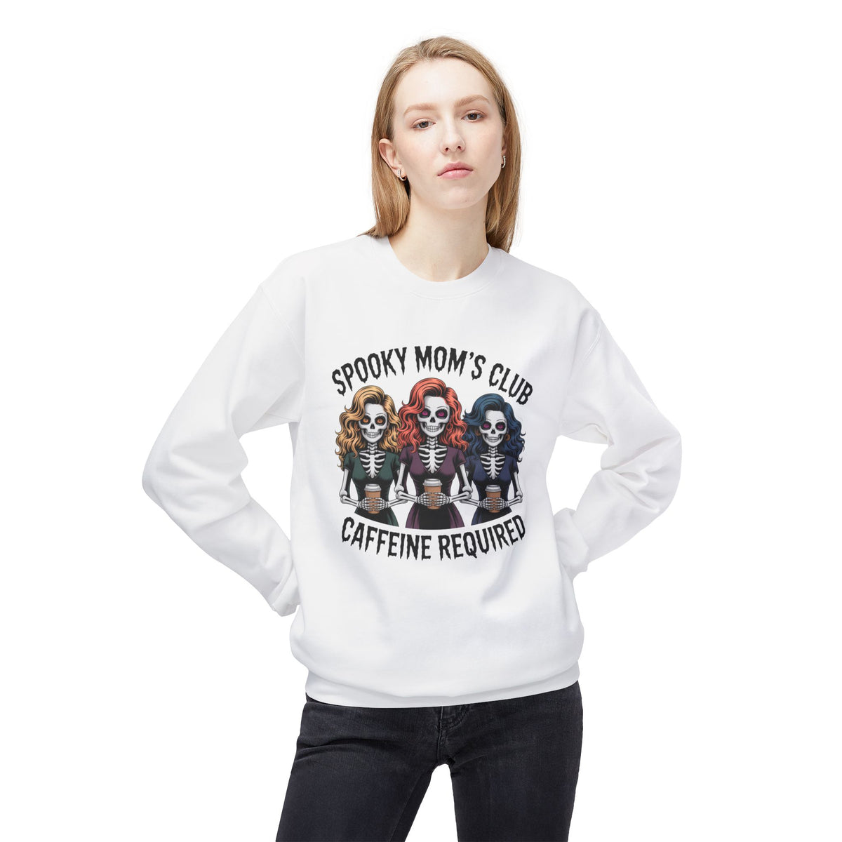 Spooky Mom's Club Sweatshirt - Caffeine Required Halloween Crewneck