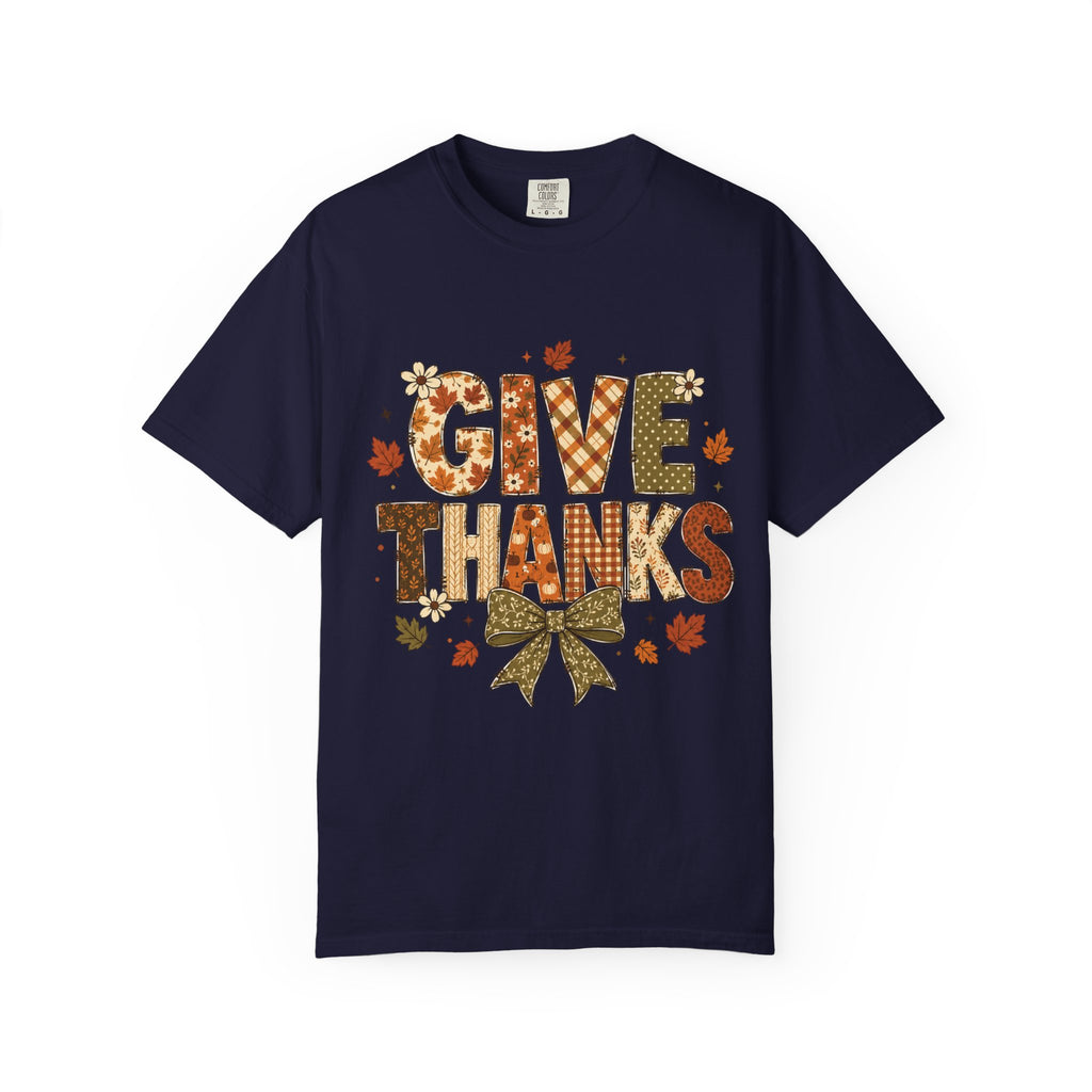 Give Thanks T-Shirt — Autumn Leaf Thanksgiving Tee