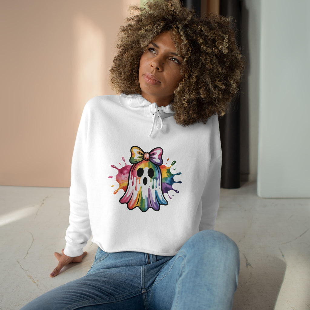 Watercolor Ghost Crop Hoodie