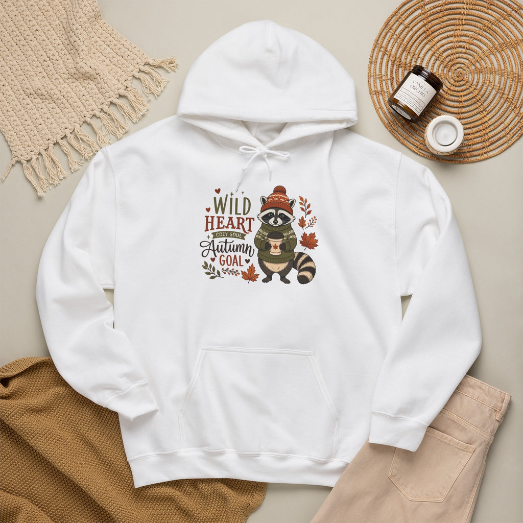 Autumn Raccoon Hoodie - "Wild Heart, Autumn Soul" Cozy Fall Sweatshirt