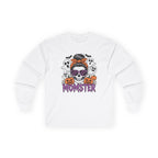 Momster Halloween Long Sleeve Tee – Skull Mom with Pumpkins & Ghosts