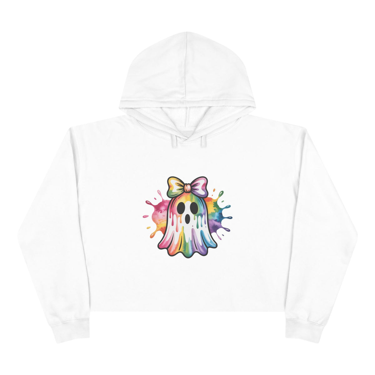 Watercolor Ghost Crop Hoodie