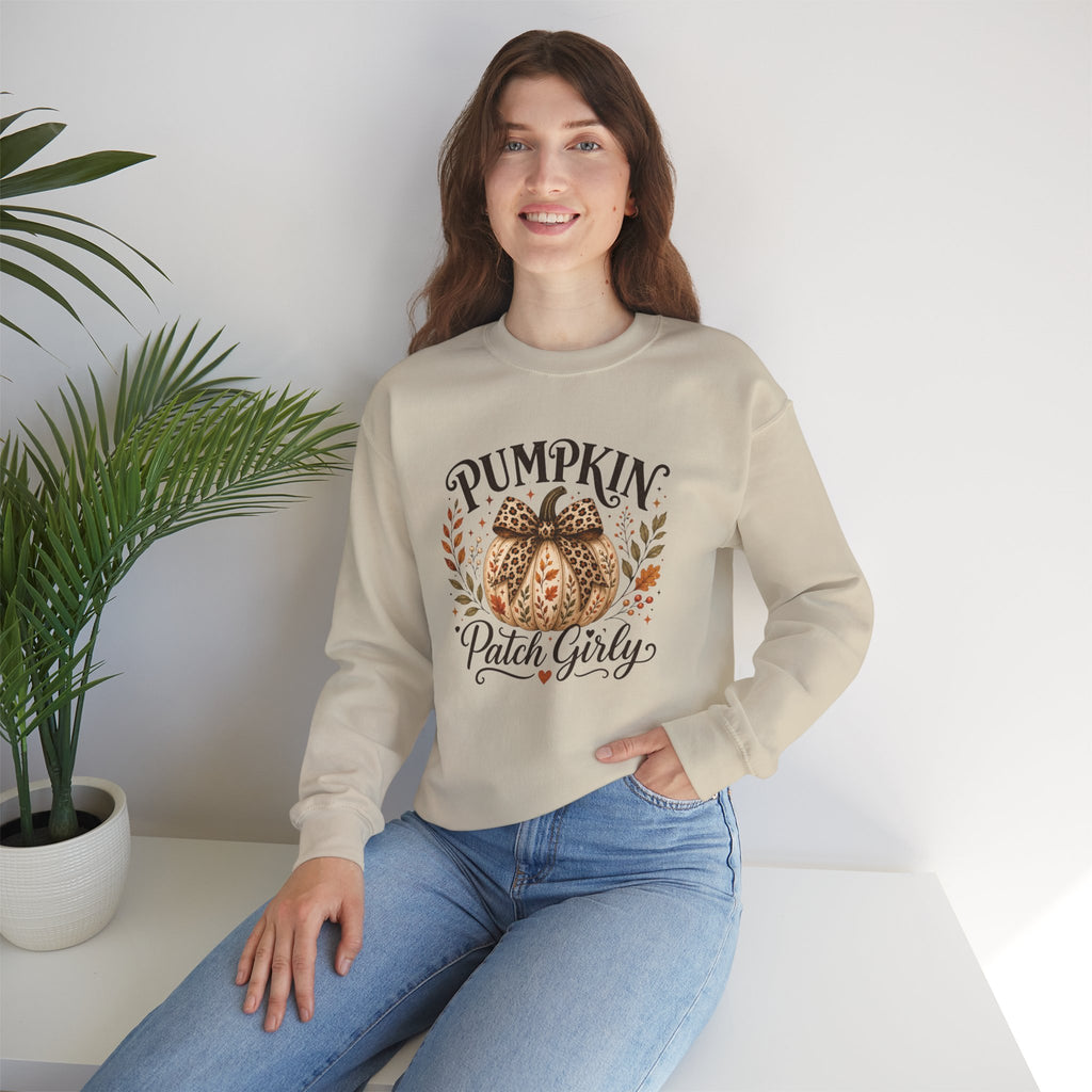 Pumpkin Patch Girly Sweatshirt — Cute Fall Pumpkin Crewneck for Women