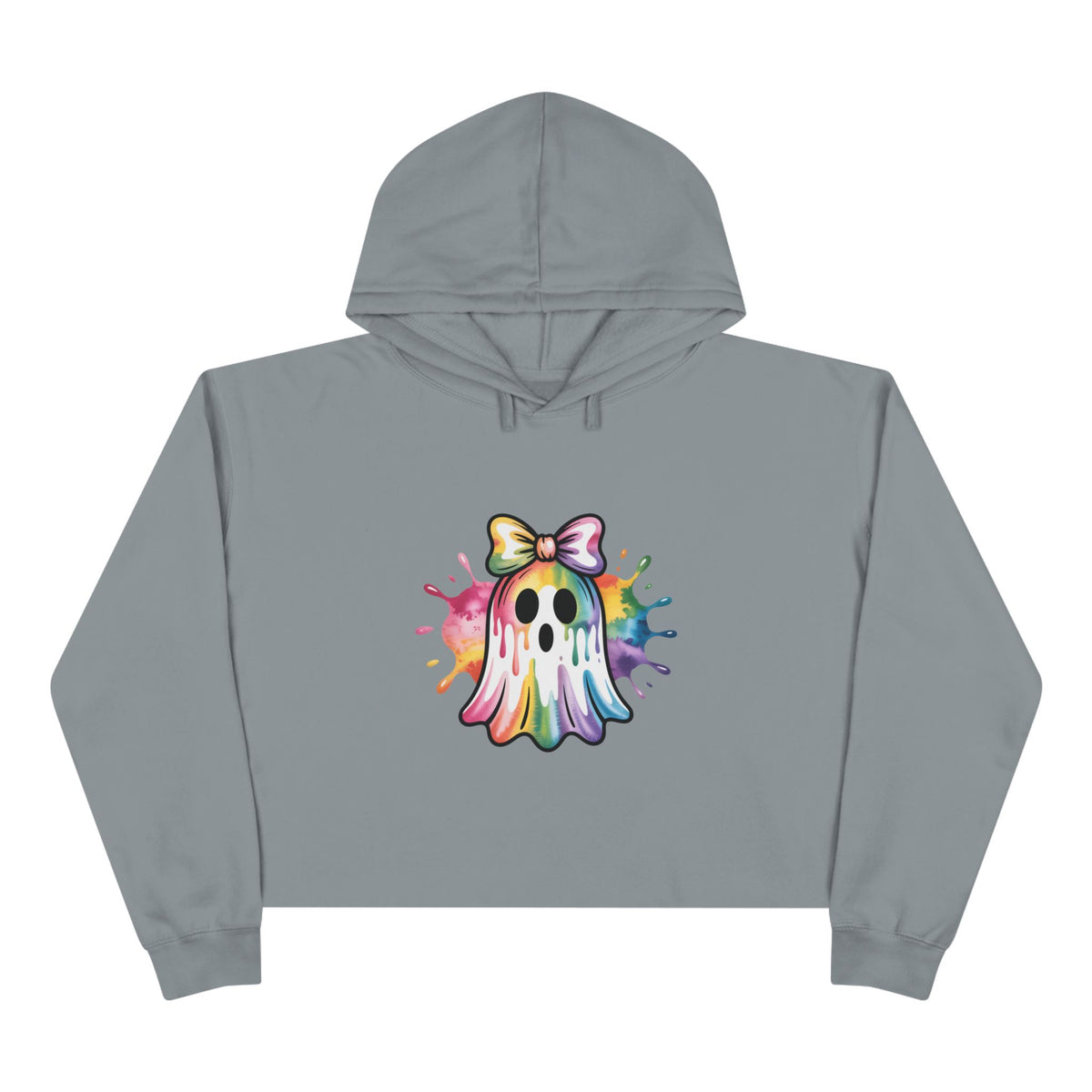 Watercolor Ghost Crop Hoodie