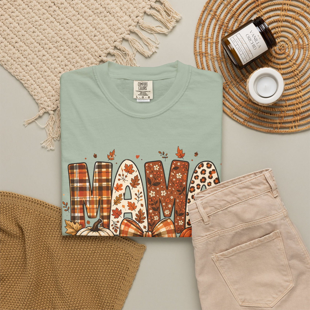 Mama Fall Plaid Pumpkin T-Shirt