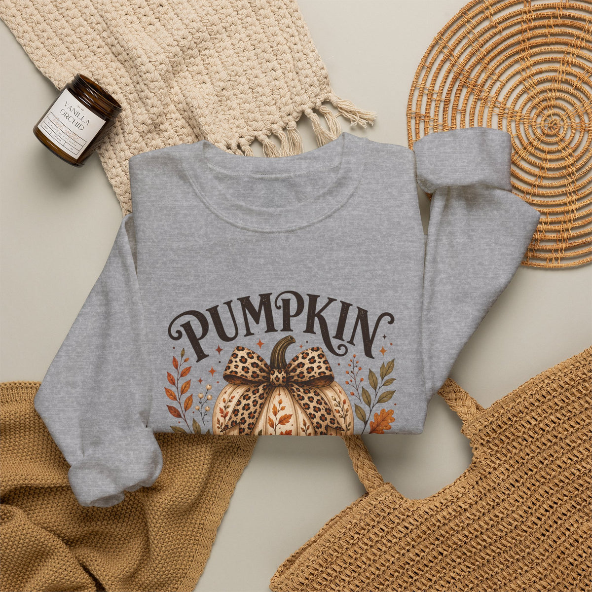 Pumpkin Patch Girly Sweatshirt — Cute Fall Pumpkin Crewneck for Women