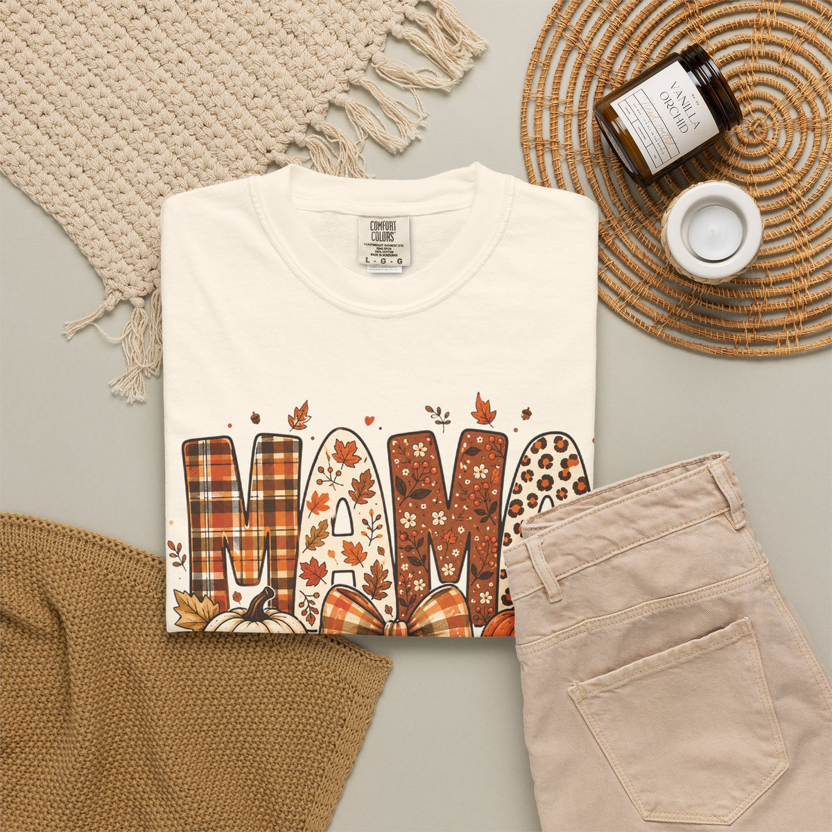 Mama Fall Plaid Pumpkin T-Shirt
