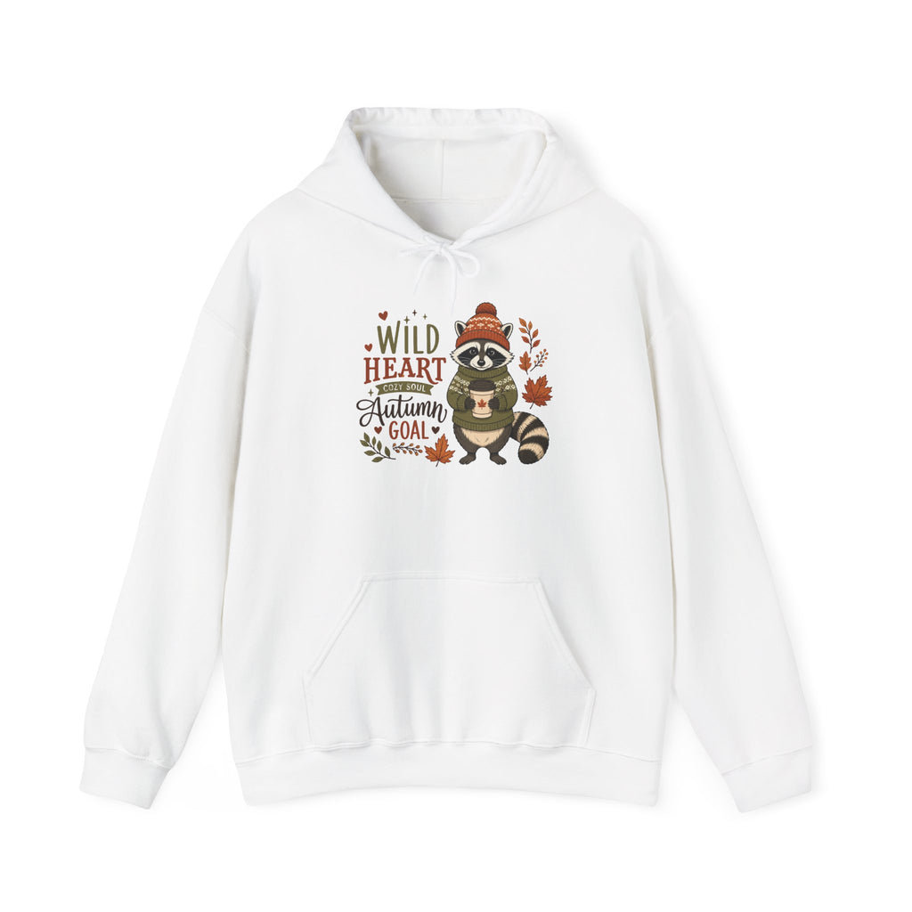 Autumn Raccoon Hoodie - "Wild Heart, Autumn Soul" Cozy Fall Sweatshirt