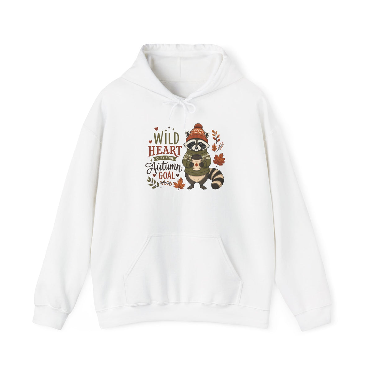 Autumn Raccoon Hoodie - "Wild Heart, Autumn Soul" Cozy Fall Sweatshirt
