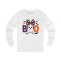 Halloween "Boo" Ghost Long Sleeve Tee — Cute Ghost with Bow & Bats