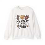 Football Mom Crewneck Sweatshirt - "My Heart Is On That Field" Leopard Accent
