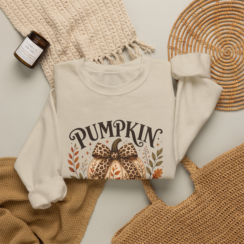 Pumpkin Patch Girly Sweatshirt — Cute Fall Pumpkin Crewneck for Women