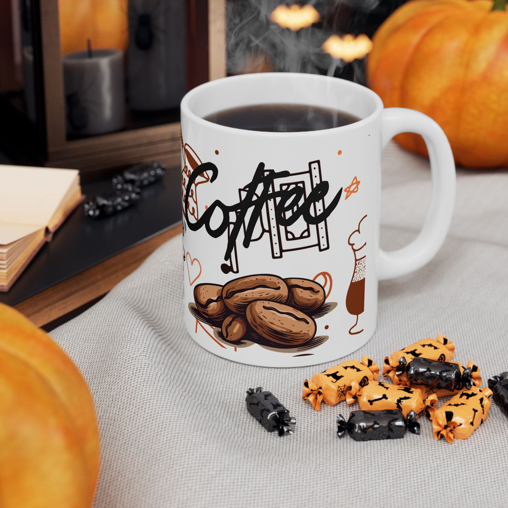 Coffee Skull Ceramic Mug — Gothic Coffee Lover 11oz/15oz