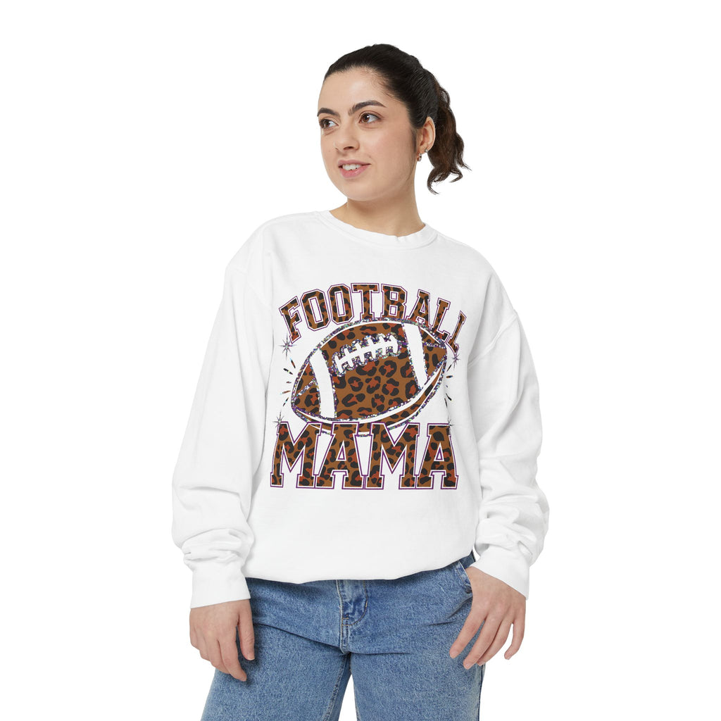 Football Mama Sweatshirt — Leopard Print Football Graphic