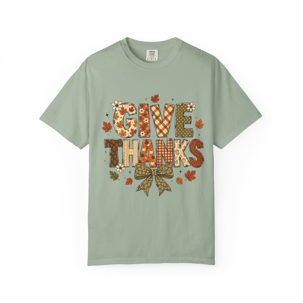 Give Thanks T-Shirt — Autumn Leaf Thanksgiving Tee