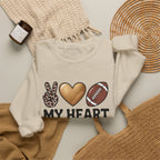Football Mom Crewneck Sweatshirt - "My Heart Is On That Field" Leopard Accent