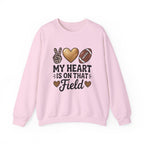 Football Mom Crewneck Sweatshirt - "My Heart Is On That Field" Leopard Accent