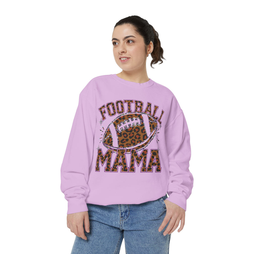 Football Mama Sweatshirt — Leopard Print Football Graphic