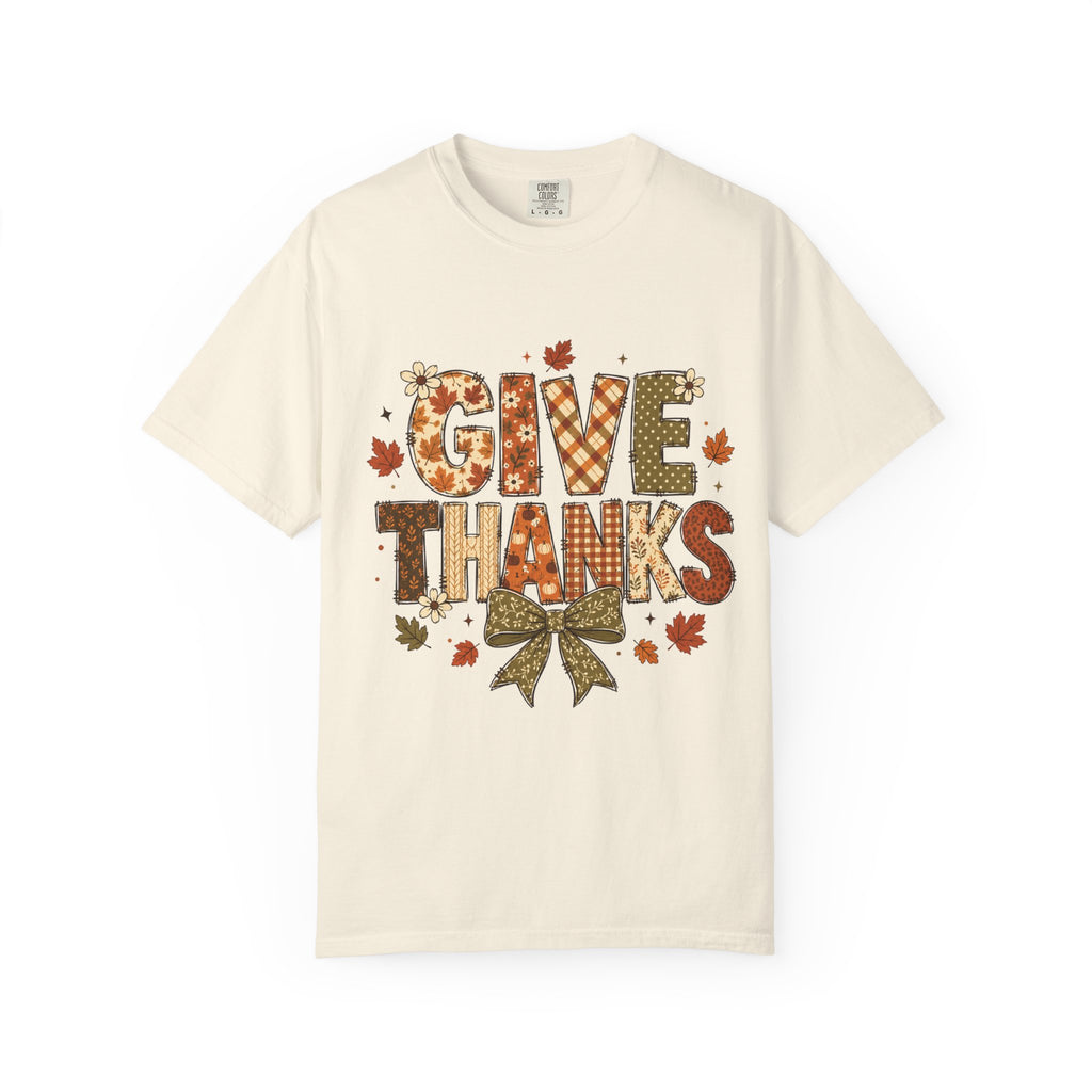 Give Thanks T-Shirt — Autumn Leaf Thanksgiving Tee