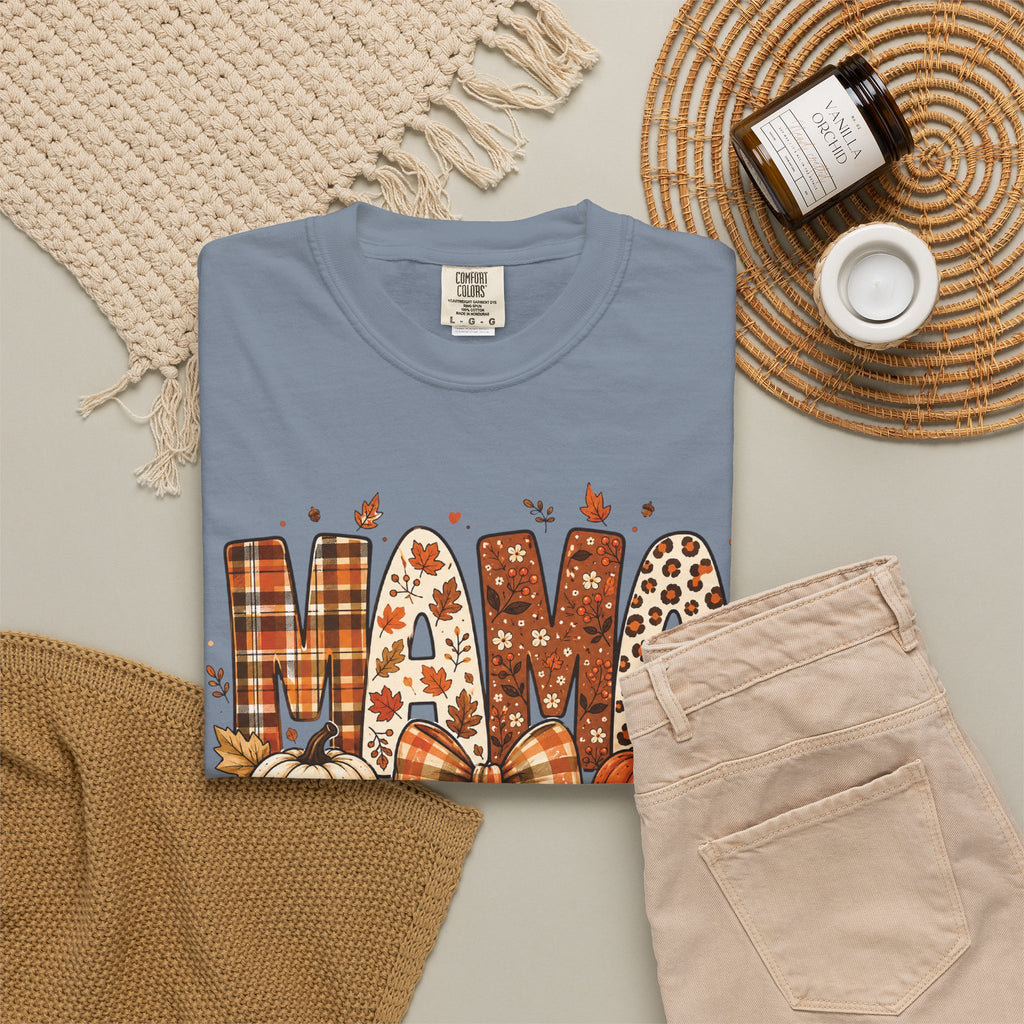 Mama Fall Plaid Pumpkin T-Shirt