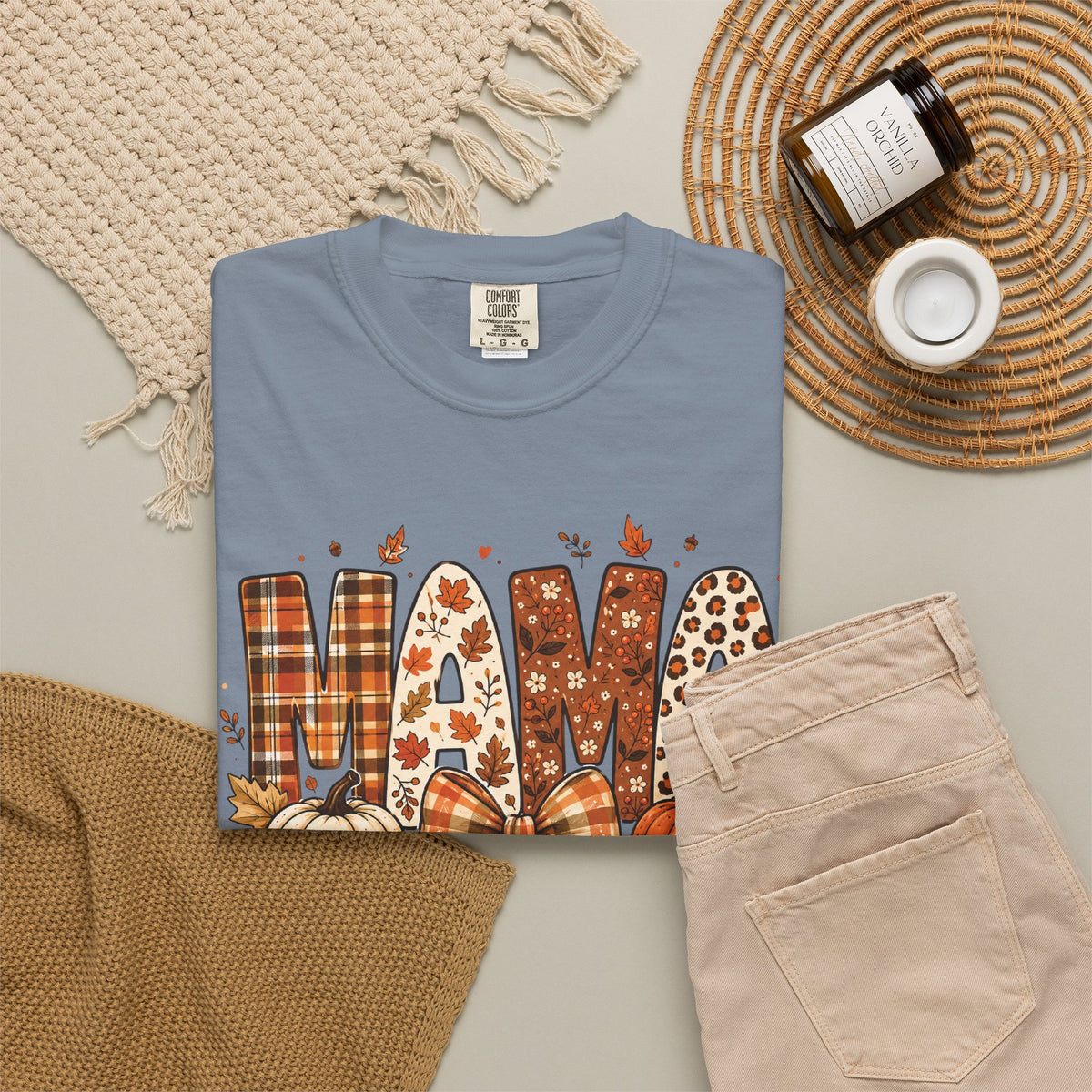 Mama Fall Plaid Pumpkin T-Shirt