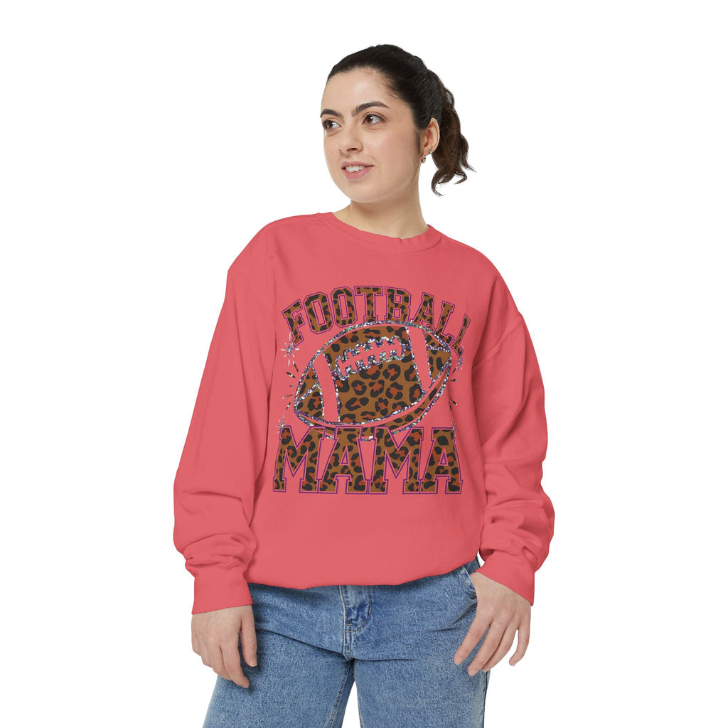 Football Mama Sweatshirt — Leopard Print Football Graphic