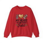 Football Mom Crewneck Sweatshirt - "My Heart Is On That Field" Leopard Accent