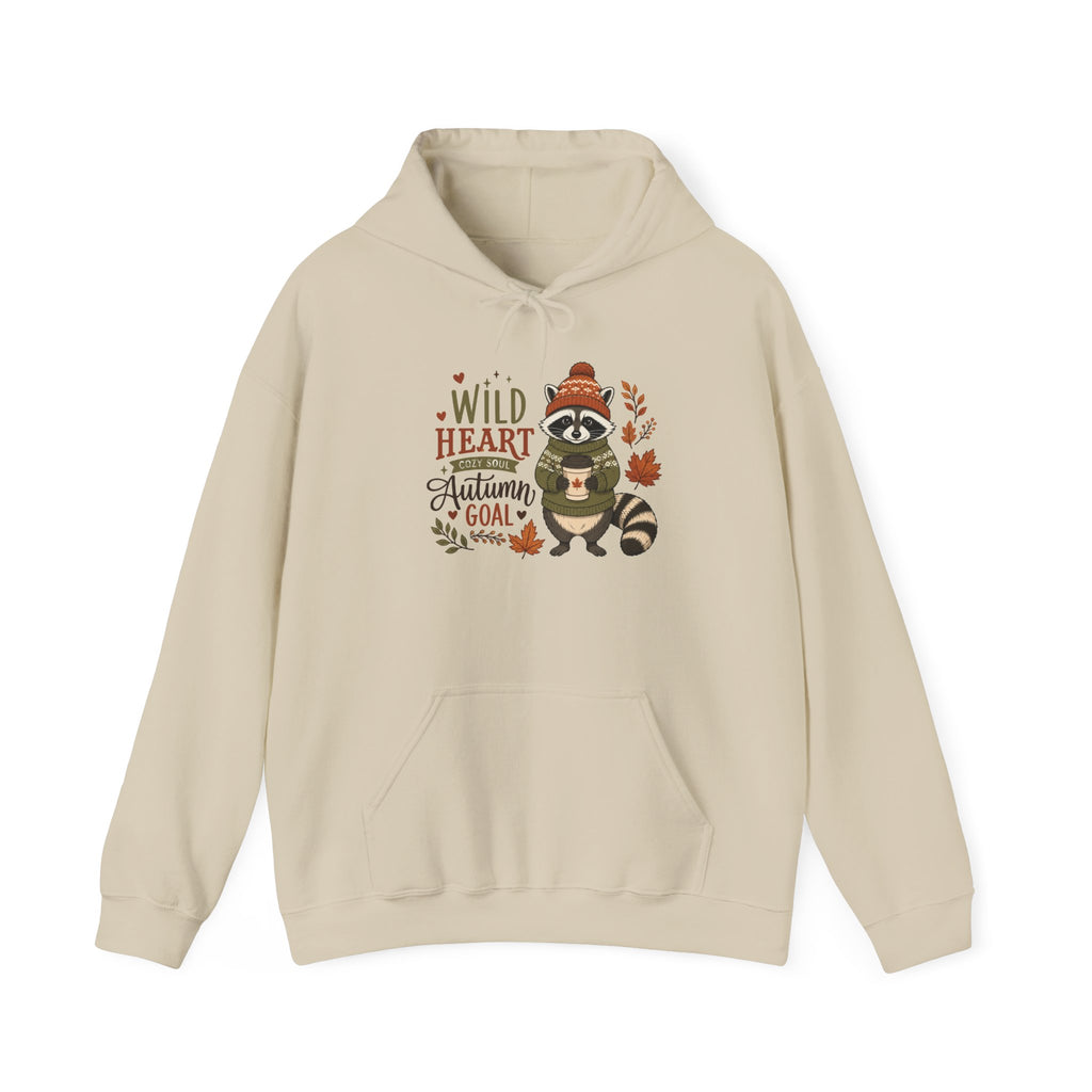Autumn Raccoon Hoodie - "Wild Heart, Autumn Soul" Cozy Fall Sweatshirt