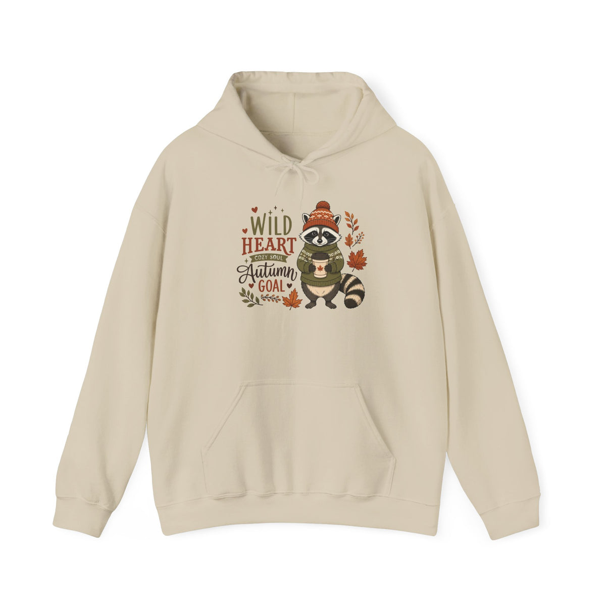 Autumn Raccoon Hoodie - "Wild Heart, Autumn Soul" Cozy Fall Sweatshirt