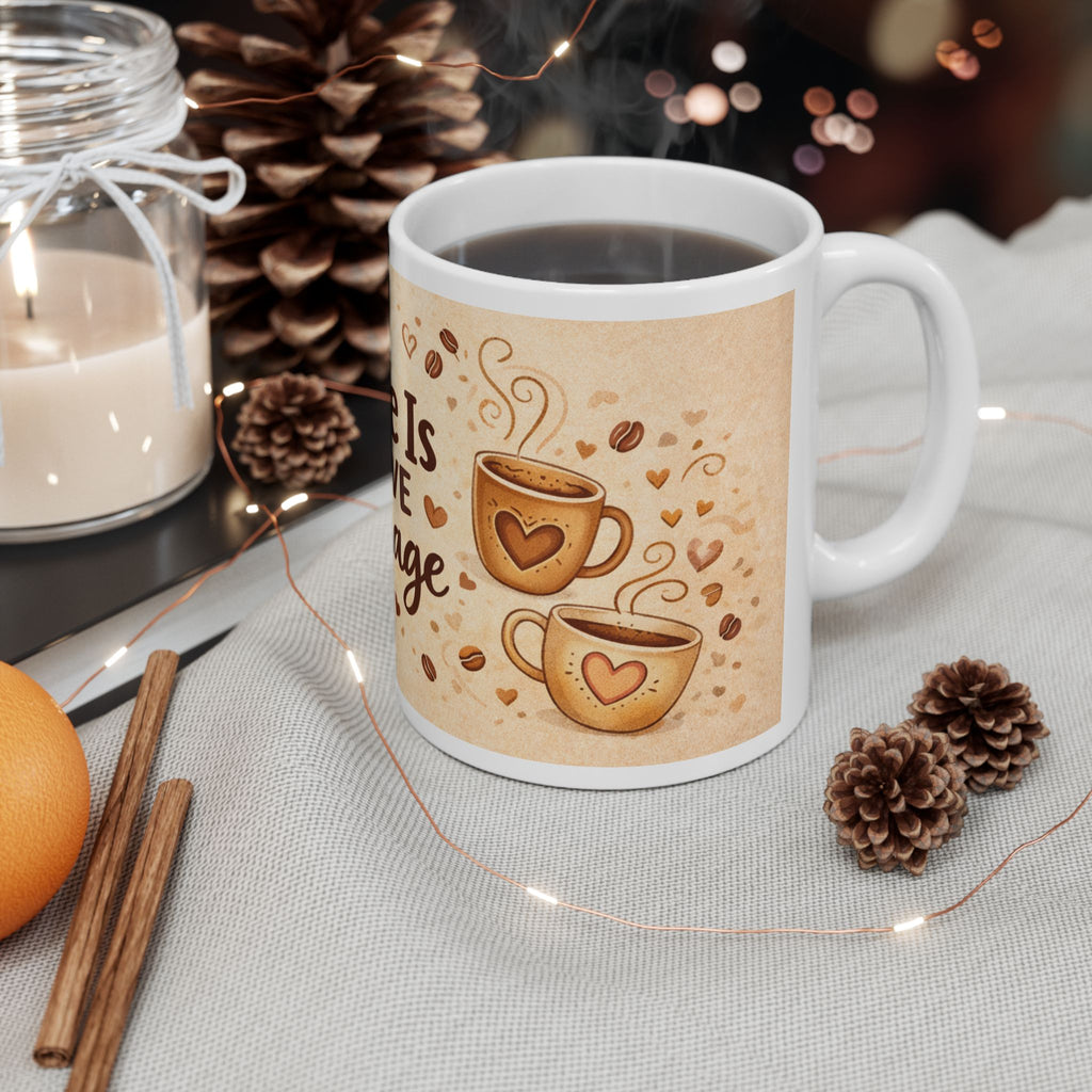 Coffee Is My Love Language Ceramic Mug — Cute Coffee Lover Gift (11oz, 15oz)