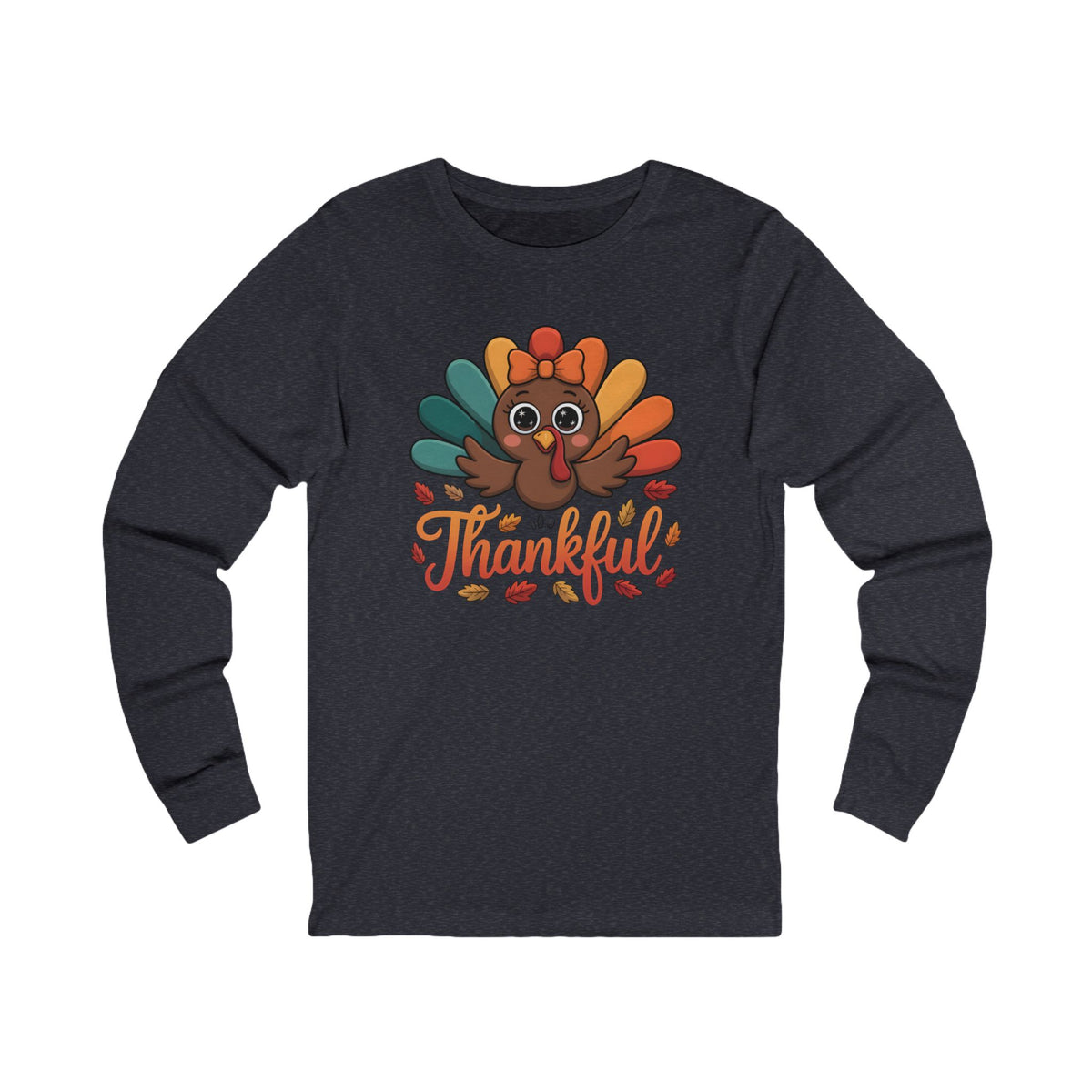 Thankful Turkey Long Sleeve Tee — Cute Thanksgiving Graphic Shirt