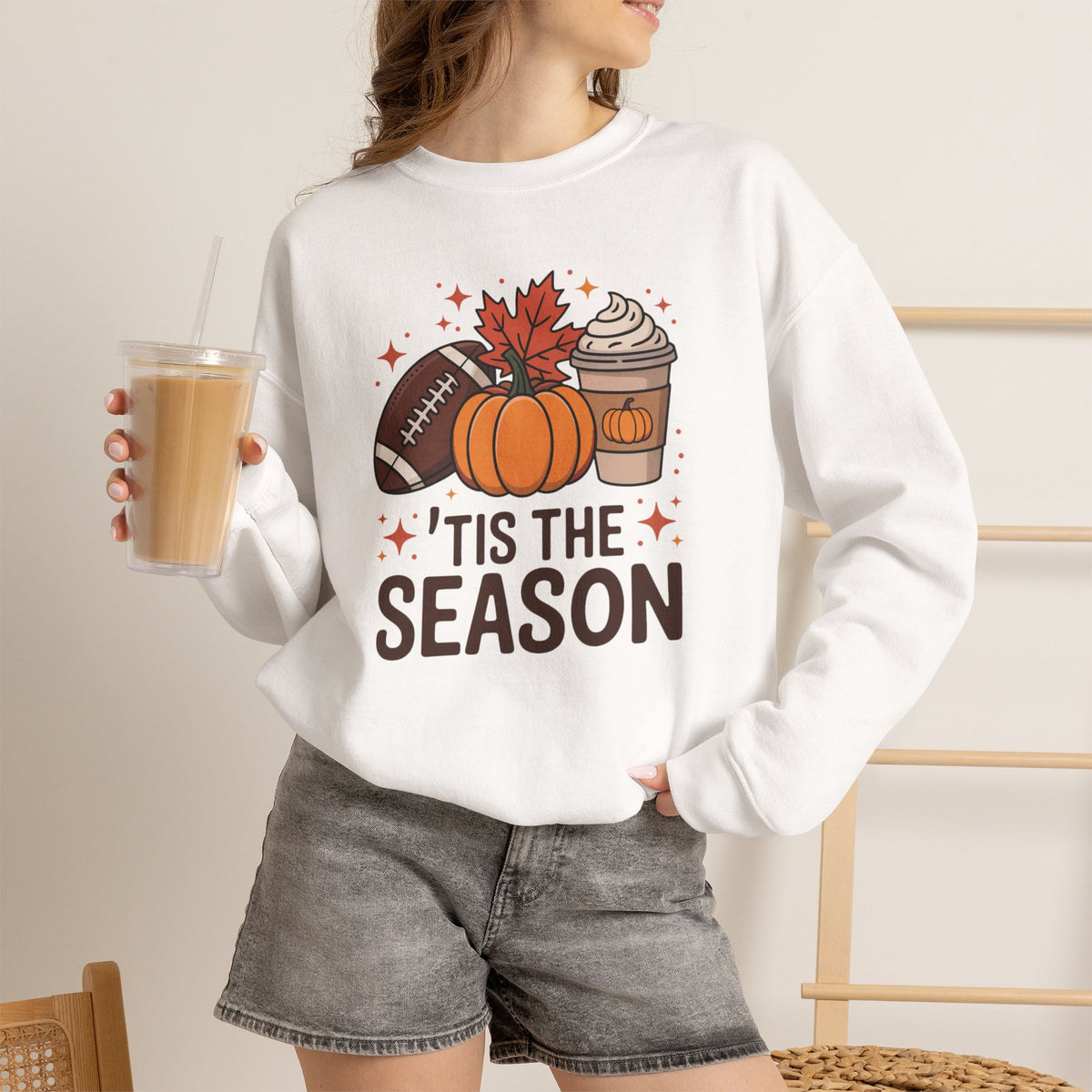 'Tis The Season Sweatshirt — Fall Football Pumpkin Spice Crewneck