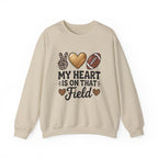 Football Mom Crewneck Sweatshirt - "My Heart Is On That Field" Leopard Accent