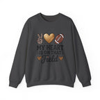 Football Mom Crewneck Sweatshirt - "My Heart Is On That Field" Leopard Accent