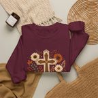 Fall Cross Sweatshirt — Christian Pumpkin & Sunflower Autumn Crewneck