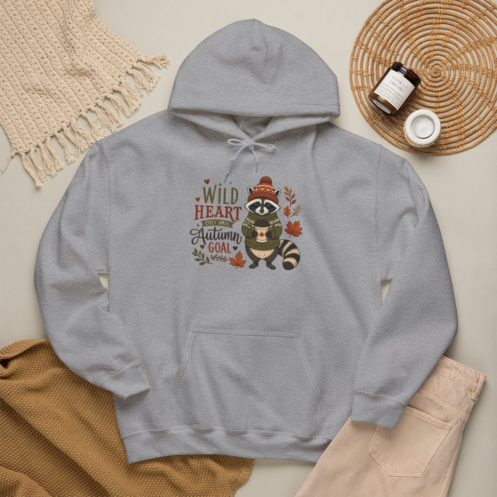 Autumn Raccoon Hoodie - "Wild Heart, Autumn Soul" Cozy Fall Sweatshirt