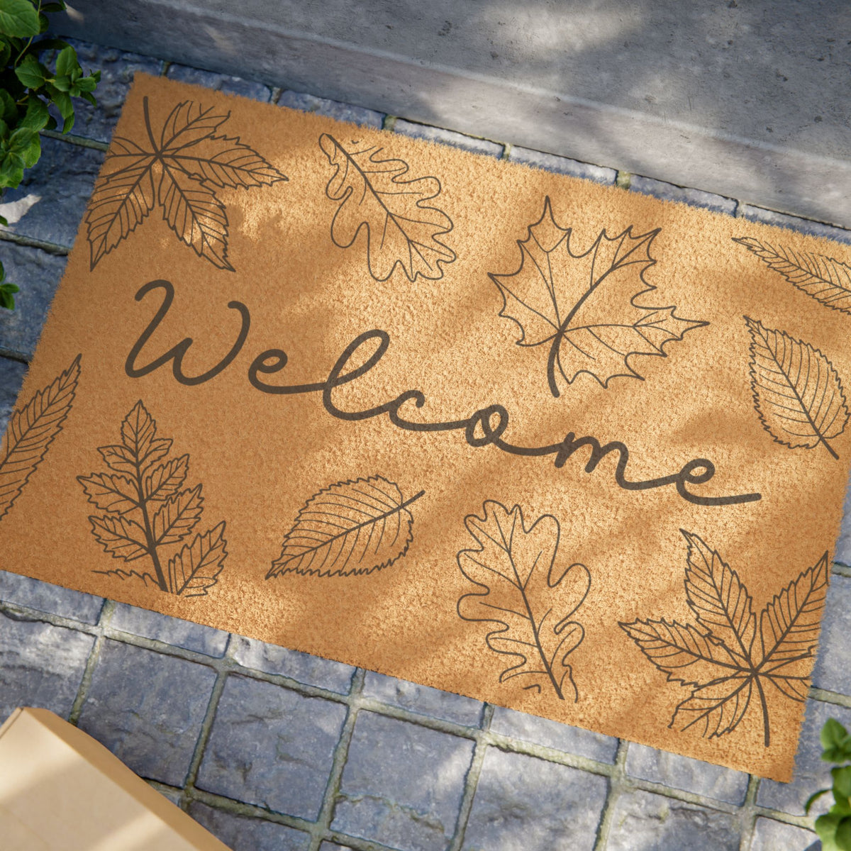 Welcome Fall Doormat — Autumn Leaf Welcome Coir Mat
