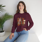Cozy Season Crewneck Sweatshirt — Fall Pumpkin Autumn Leaves Graphic