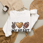 Football Mom Crewneck Sweatshirt - "My Heart Is On That Field" Leopard Accent