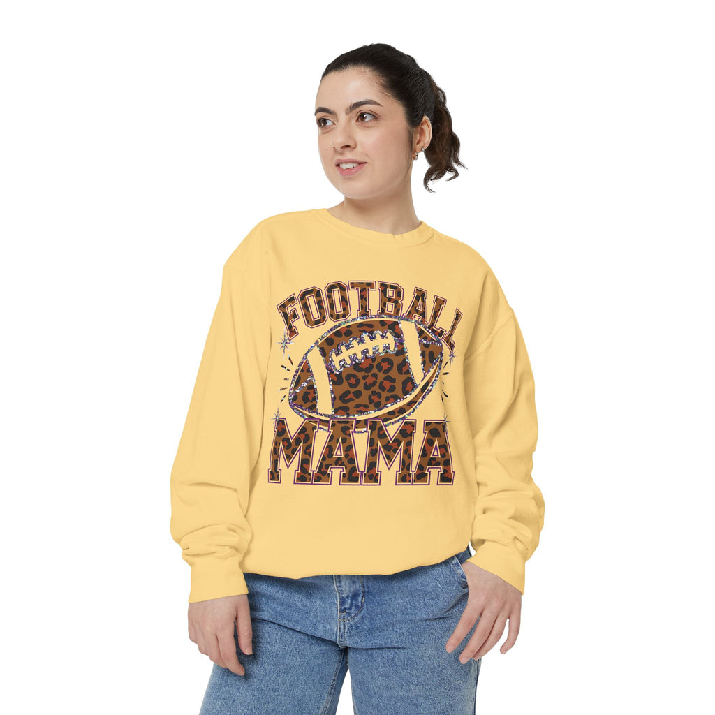 Football Mama Sweatshirt — Leopard Print Football Graphic