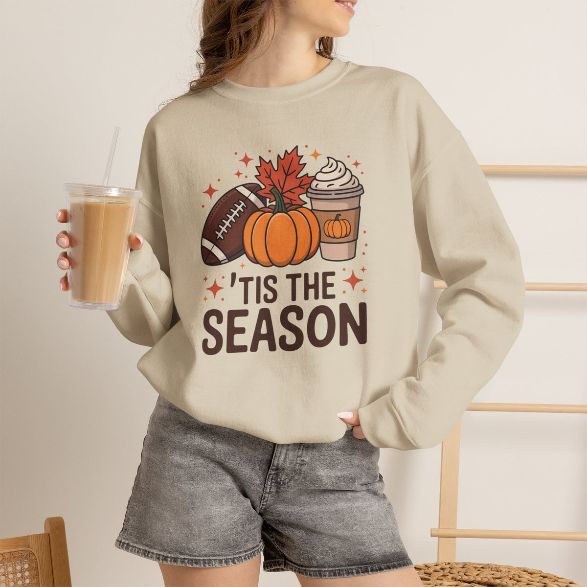 'Tis The Season Sweatshirt — Fall Football Pumpkin Spice Crewneck