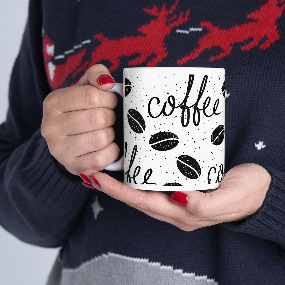 Coffee Beans Pattern Ceramic Mug – 11oz & 15oz