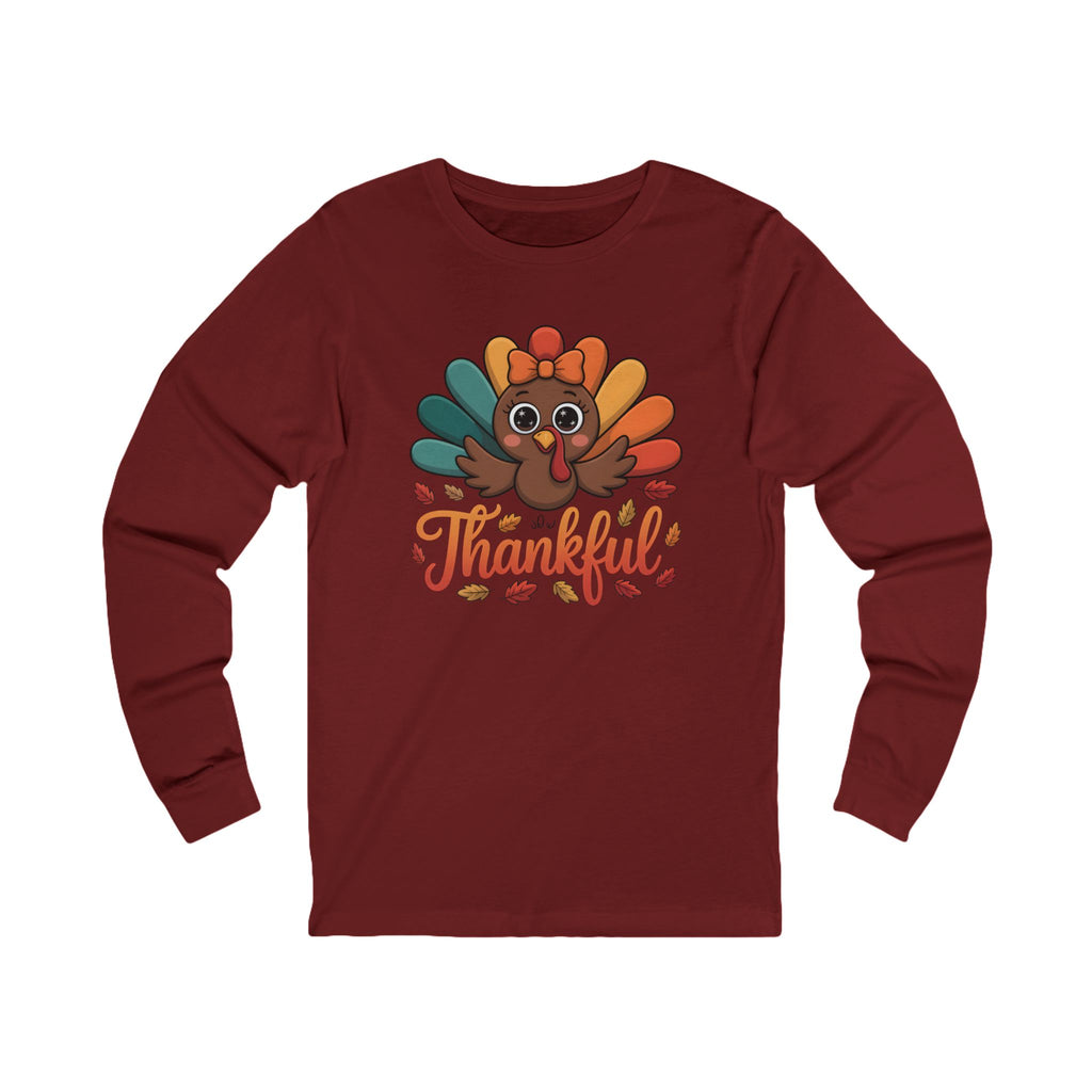 Thankful Turkey Long Sleeve Tee — Cute Thanksgiving Graphic Shirt