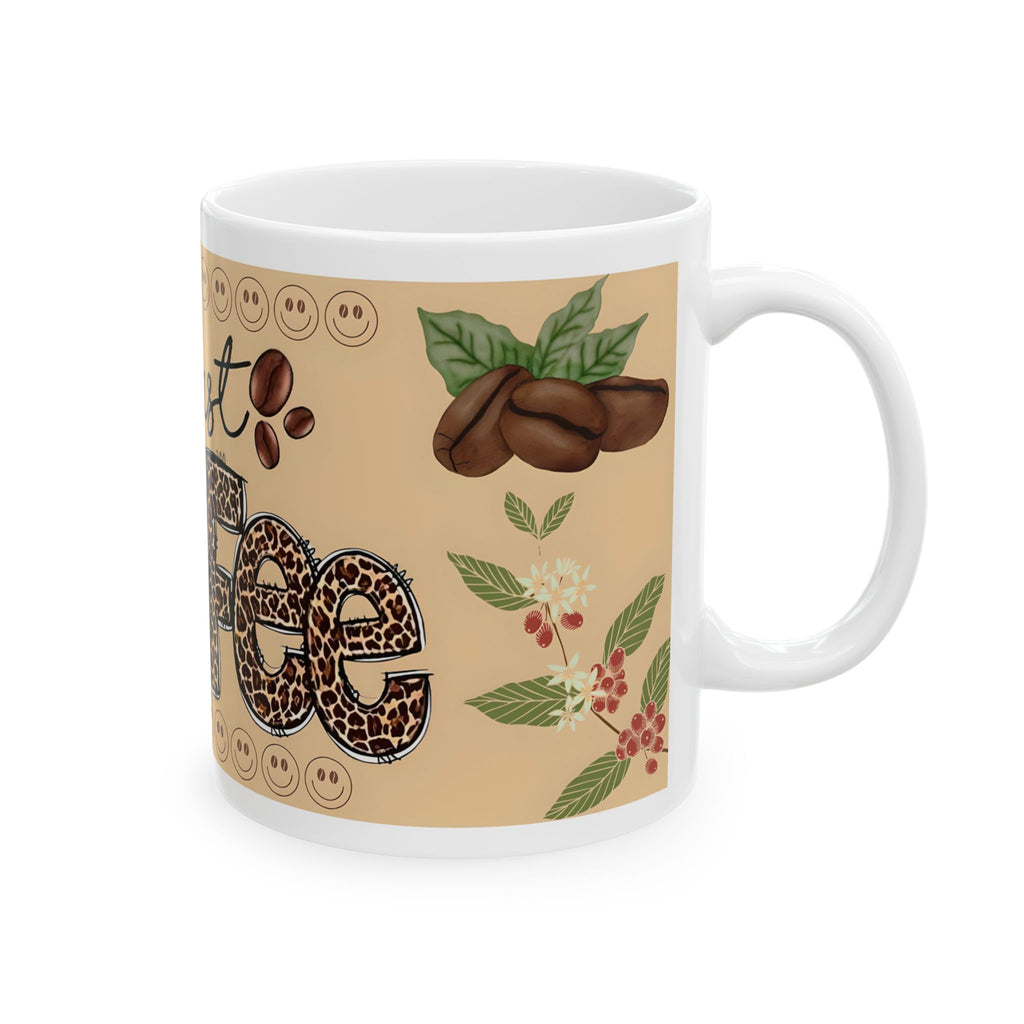 But First Coffee Ceramic Mug — Leopard Print Coffee Design (11oz & 15oz)