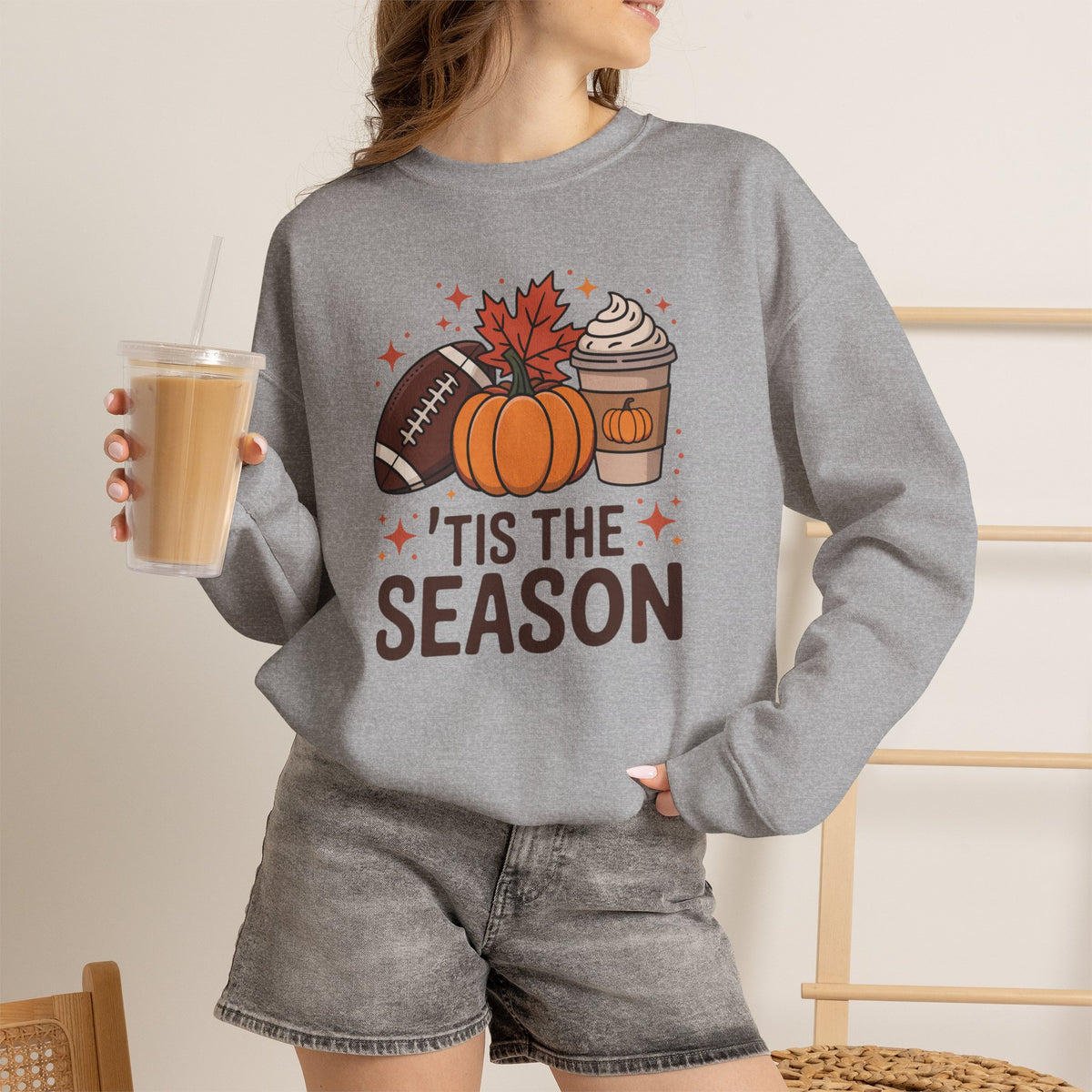 'Tis The Season Sweatshirt — Fall Football Pumpkin Spice Crewneck