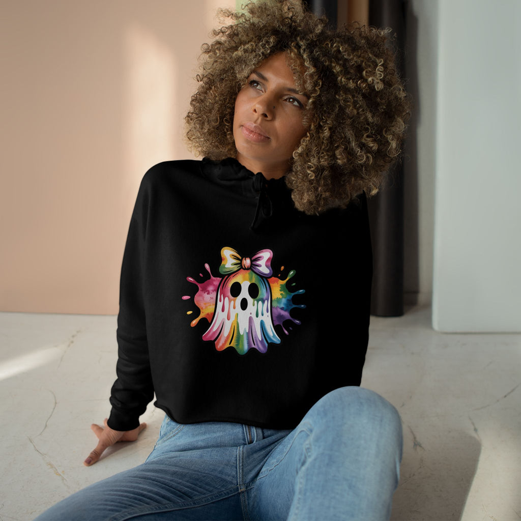 Watercolor Ghost Crop Hoodie