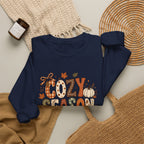 Cozy Season Crewneck Sweatshirt — Fall Pumpkin Autumn Leaves Graphic
