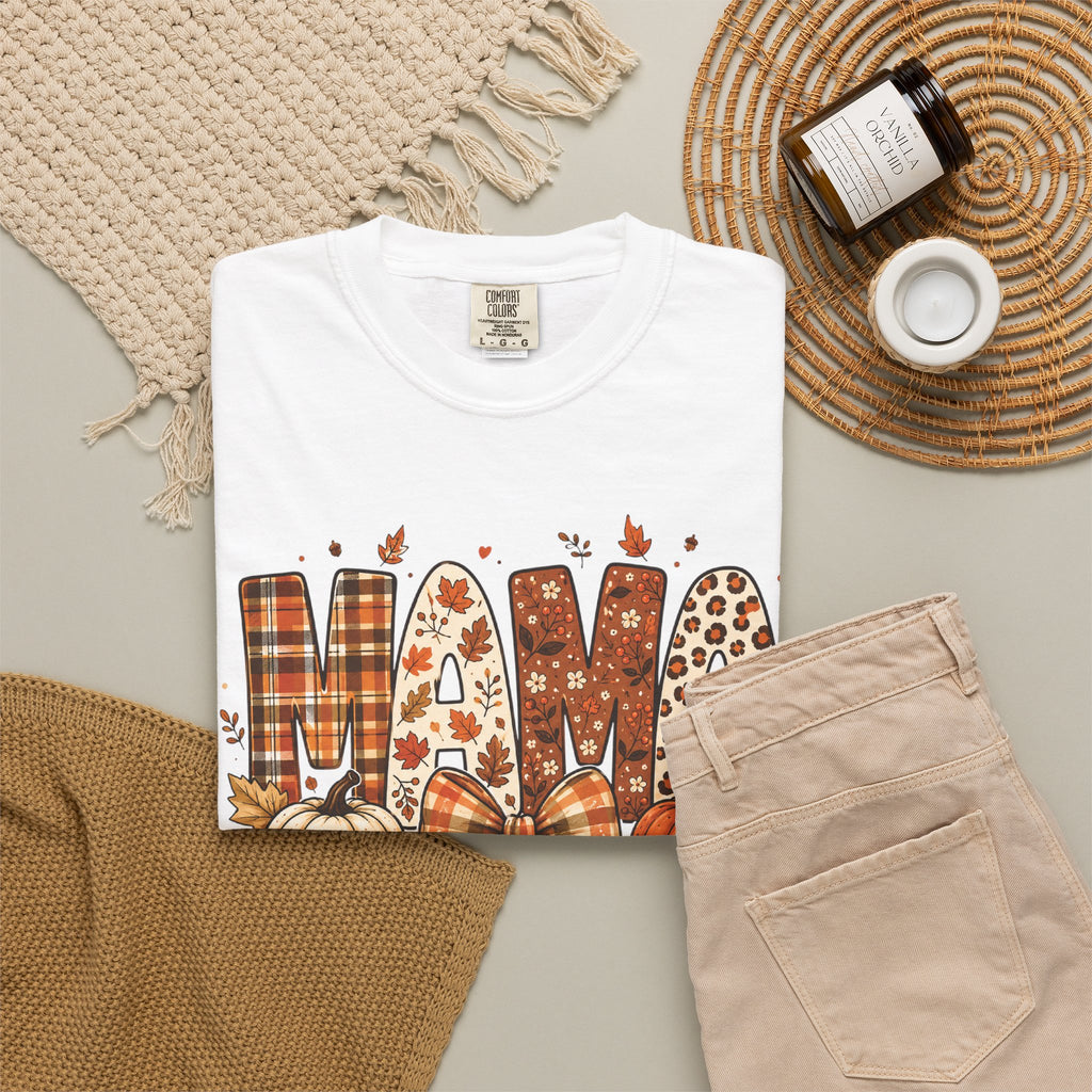 Mama Fall Plaid Pumpkin T-Shirt