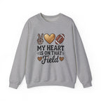 Football Mom Crewneck Sweatshirt - "My Heart Is On That Field" Leopard Accent